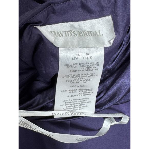 David's Bridal One Shoulder Dress with Cascade Back Lapis Purple Size 10 NWT - Picture 9 of 10